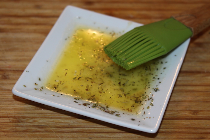 Melt butter add herbs