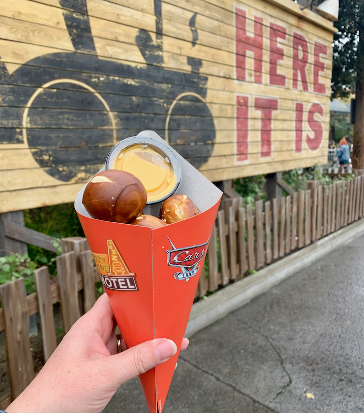 pretzel bites in a cone at Disneyland
